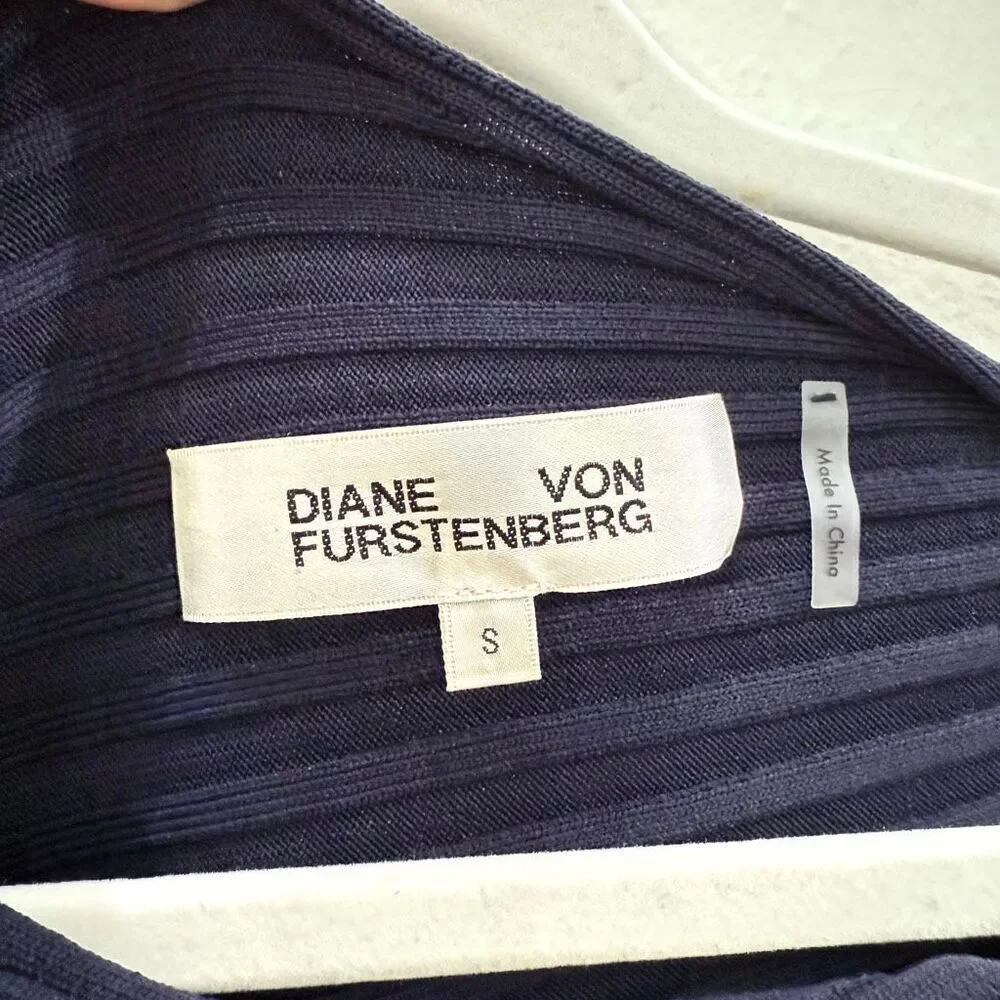 Diane Von Furstenberg Clara Sweaterdress Women's Size Small Navy Blue Slip Knee